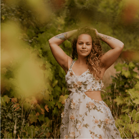 Whimsical boho dress with cascading floral details | AW.Bridal