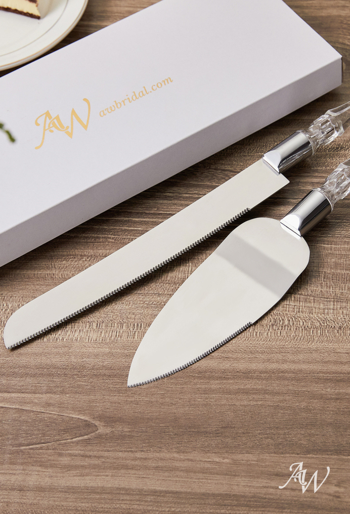 Wedding cake knife on sale and server set cheap