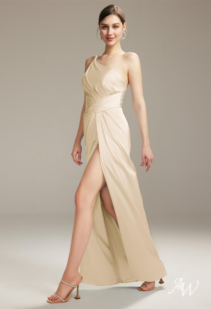 One Shoulder Champagne Bridesmaid Dresses