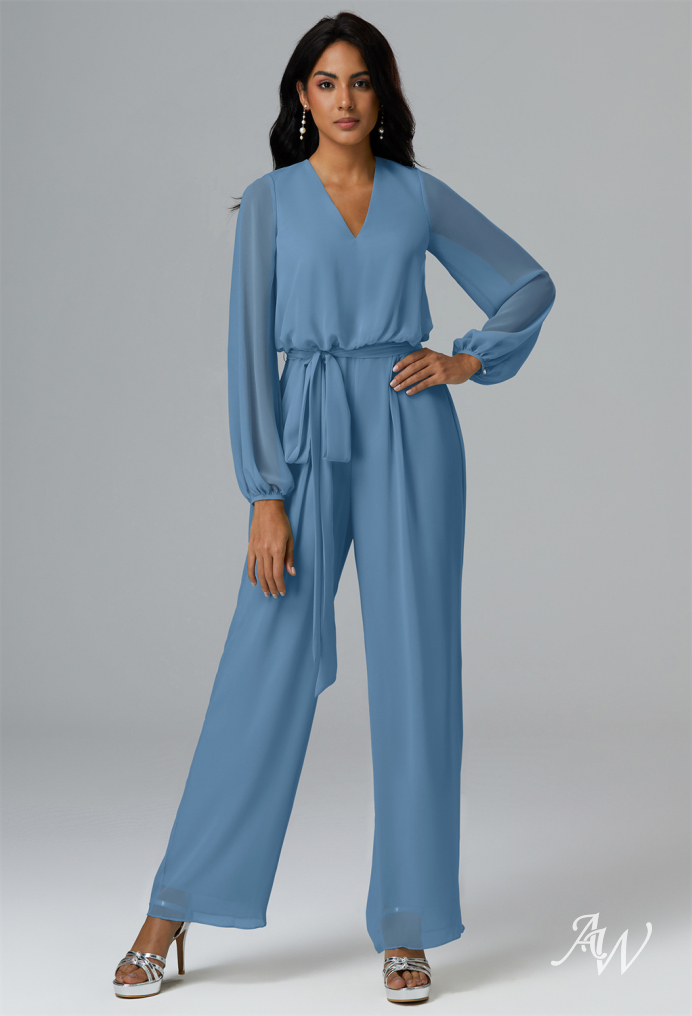 Light blue hot sale long sleeve jumpsuit