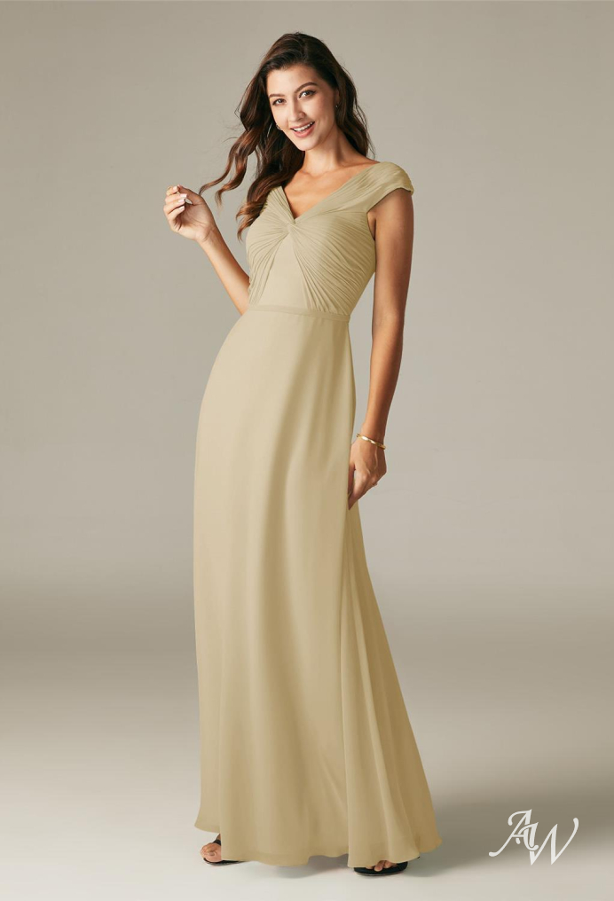 champagne bridesmaid dress cowl neck