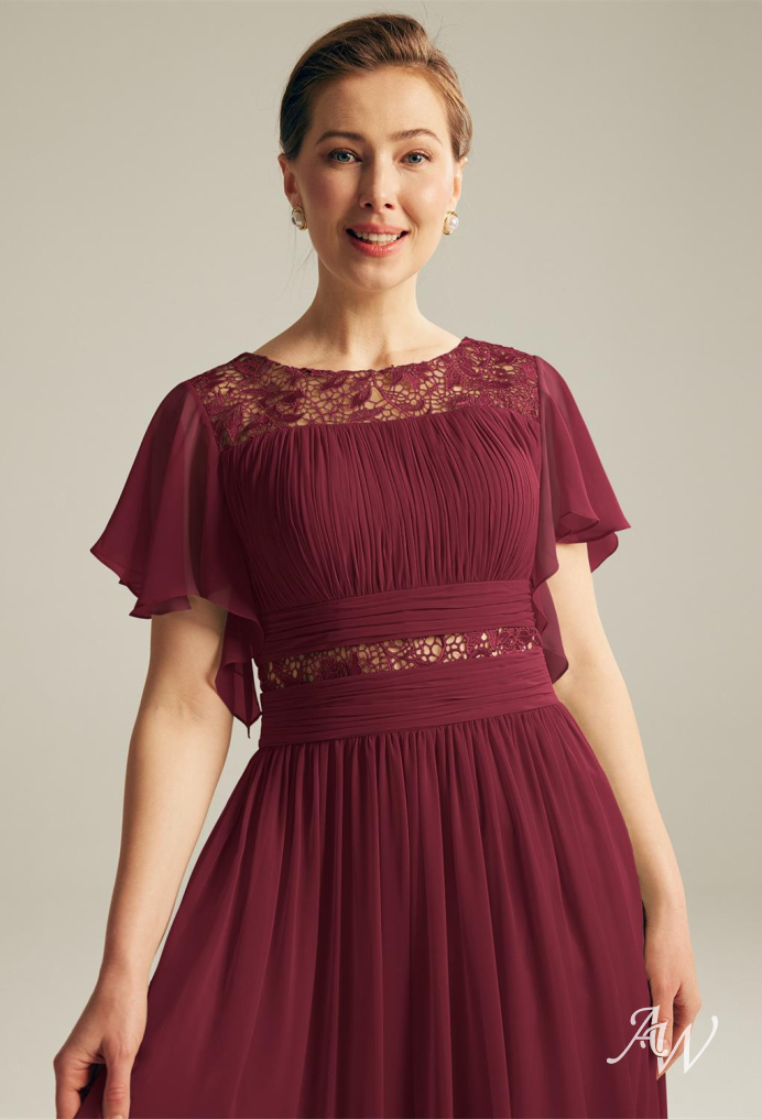 Burgundy colored mother hotsell of the bride dresses