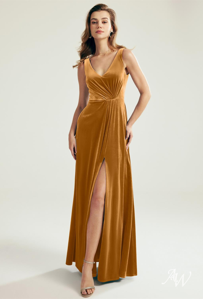 Gold velvet bridesmaid clearance dresses