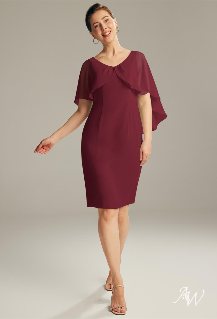 Classic with the Bride Dresses Knee Length Burgundy Mother of Jacket