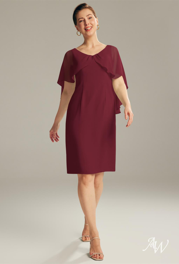 Classic with the Bride Dresses Knee Length Burgundy Mother of Jacket