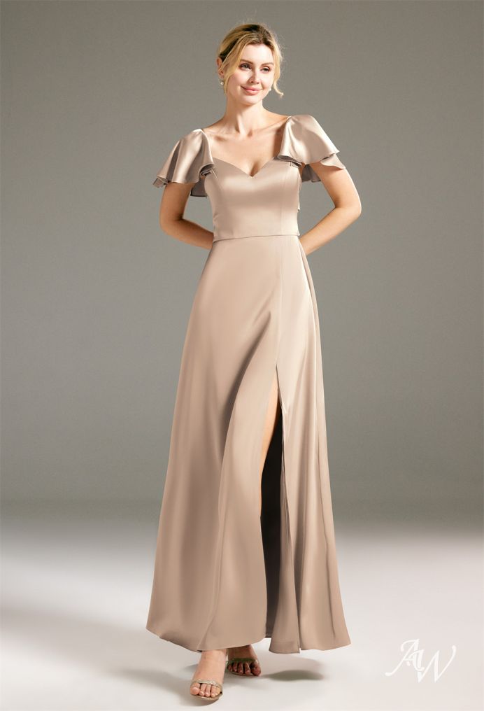 Formal dress, taupe, embellished, 2024 Size 5.