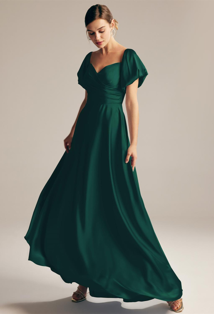 Satin Forest Green Bridesmaid Dresses