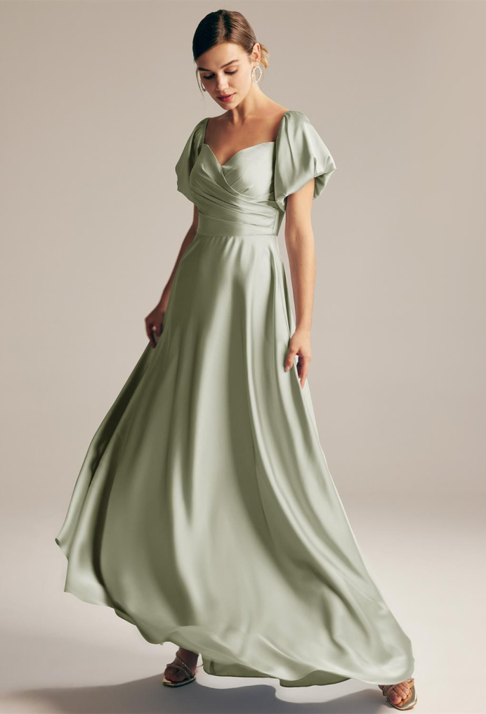 charmeuse and chiffon bridesmaid dress