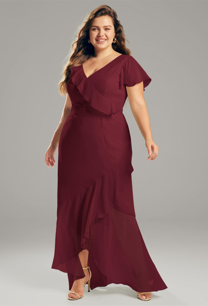 Maroon dress for wedding best sale plus size