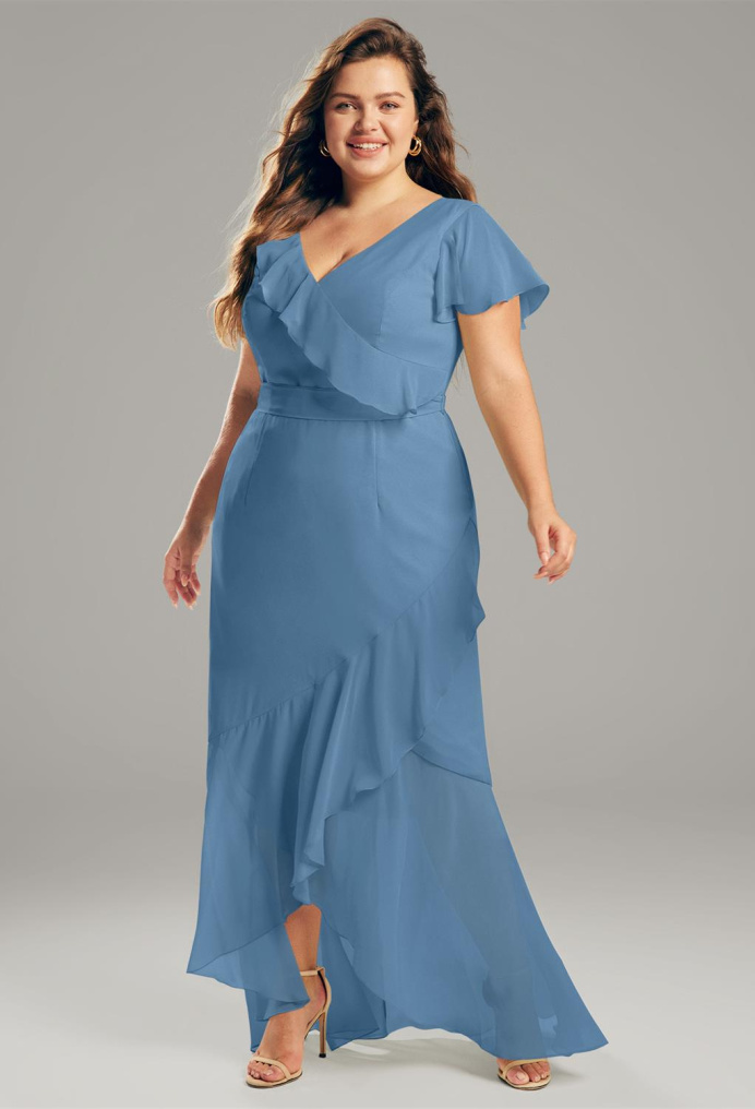 Plus size dusty orders blue dress