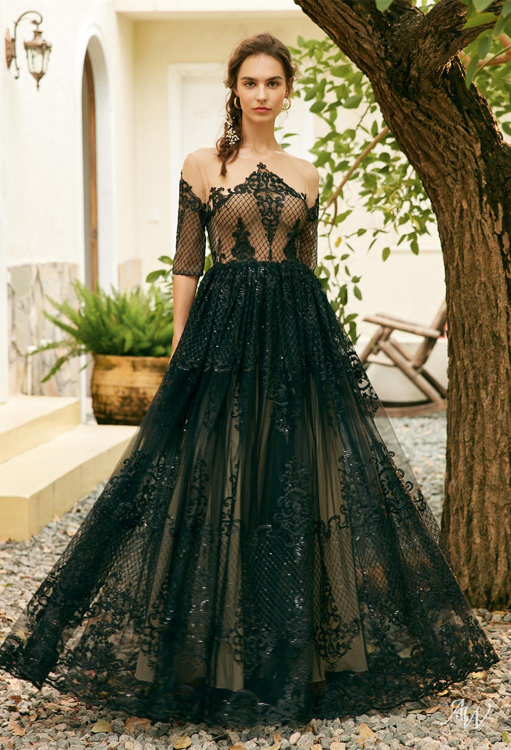 Green and outlet black wedding dress