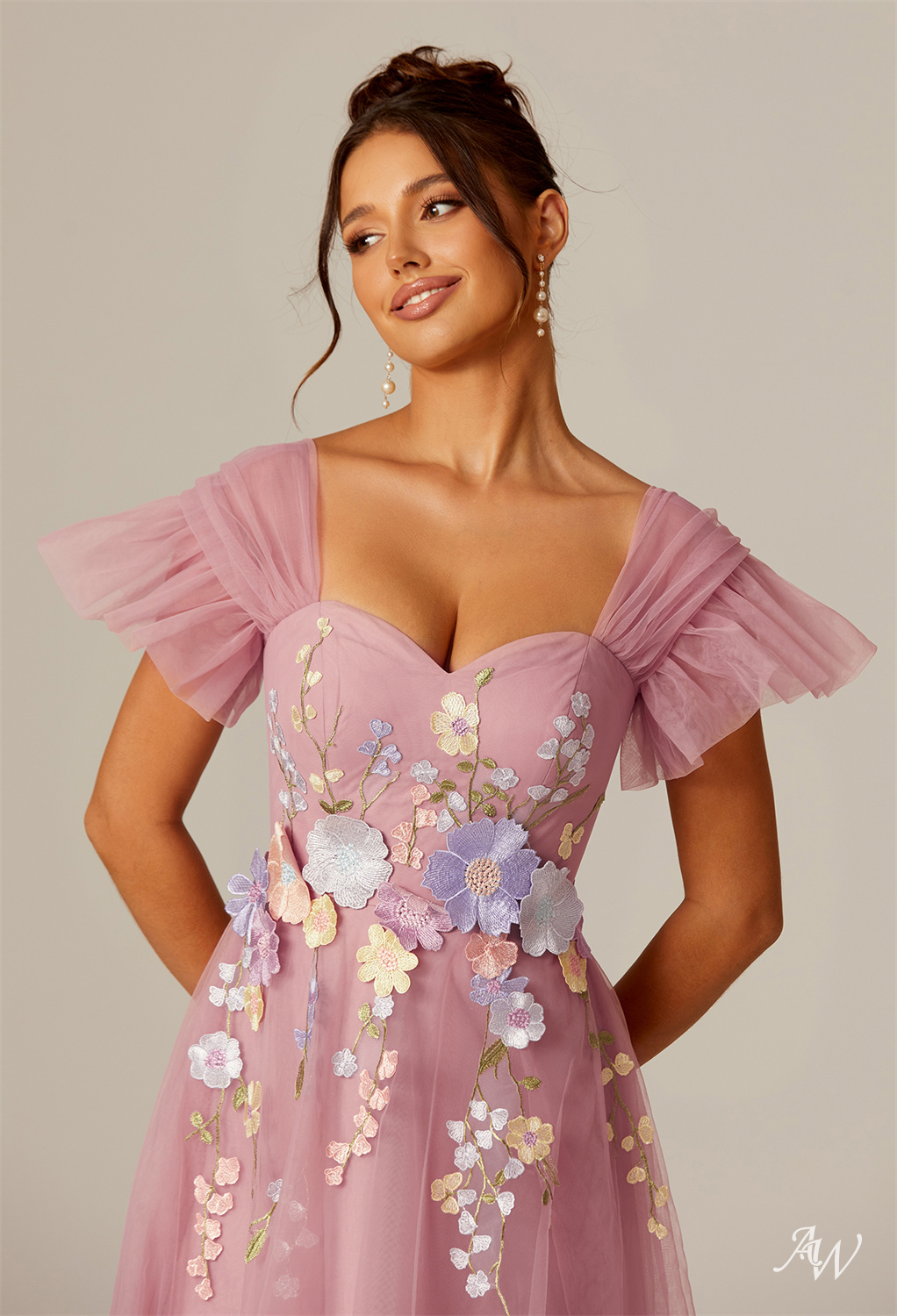 AW Christiana Dress Dusty Rose Floral Dresses AW Bridal