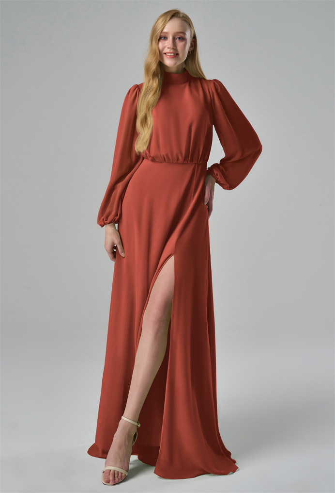 Long rust colored dress best sale