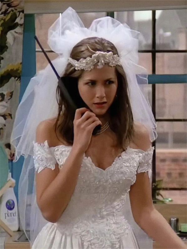 Image of Rachel in a wedding dress.